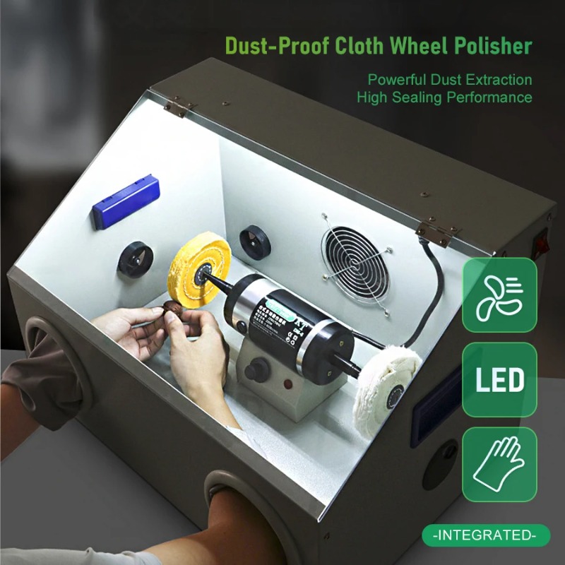 Bench Buffer Jewelry Polishing Machine - เครื่องขัดเงาเครื่องประดับ 200W แบบตั้งโต๊ะ 220V ปรับความเร็วได้ พร้อมเครื่องดูดฝุ่น