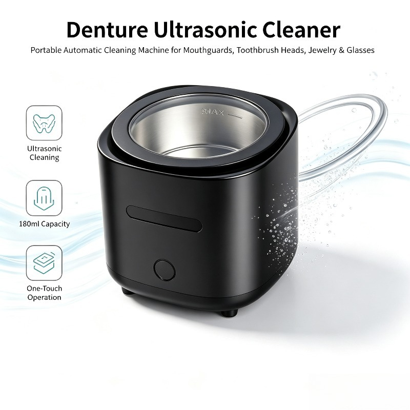 Ultrasonic Cleaner Machine Glasses Denture - เครื่องทำความสะอาดด้วยคลื่นเสียงความถี่สูงสำหรับใช้ในครัวเรือน เหมาะสำหรับทำความสะอาดฟันปลอม หัวแปรงสีฟัน อุปกรณ์จัดฟัน และแว่นตา เครื่องทำความสะอาดอัตโนมัติ