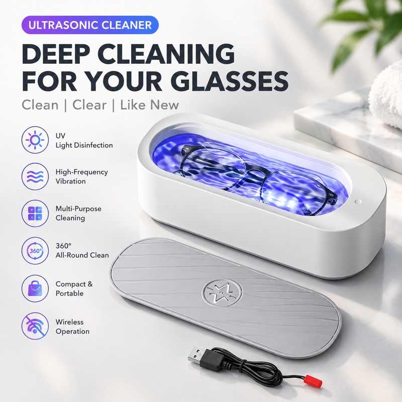 Ultrasonic Cleaner Machine Glasses Denture - เครื่องทำความสะอาดด้วยคลื่นอัลตราโซนิก ความถี่สูง 45000Hz สำหรับล้างทำความสะอาดเครื่องประดับ แว่นตา นาฬิกา