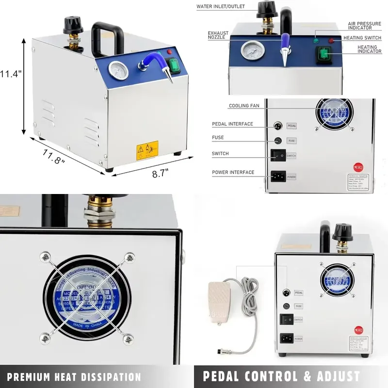 Jewelry Steam Cleaner Professional 2L - เครื่องทำความสะอาดเครื่องประดับแบบมืออาชีพ กำลังไฟ 1300 วัตต์ ความจุ 2