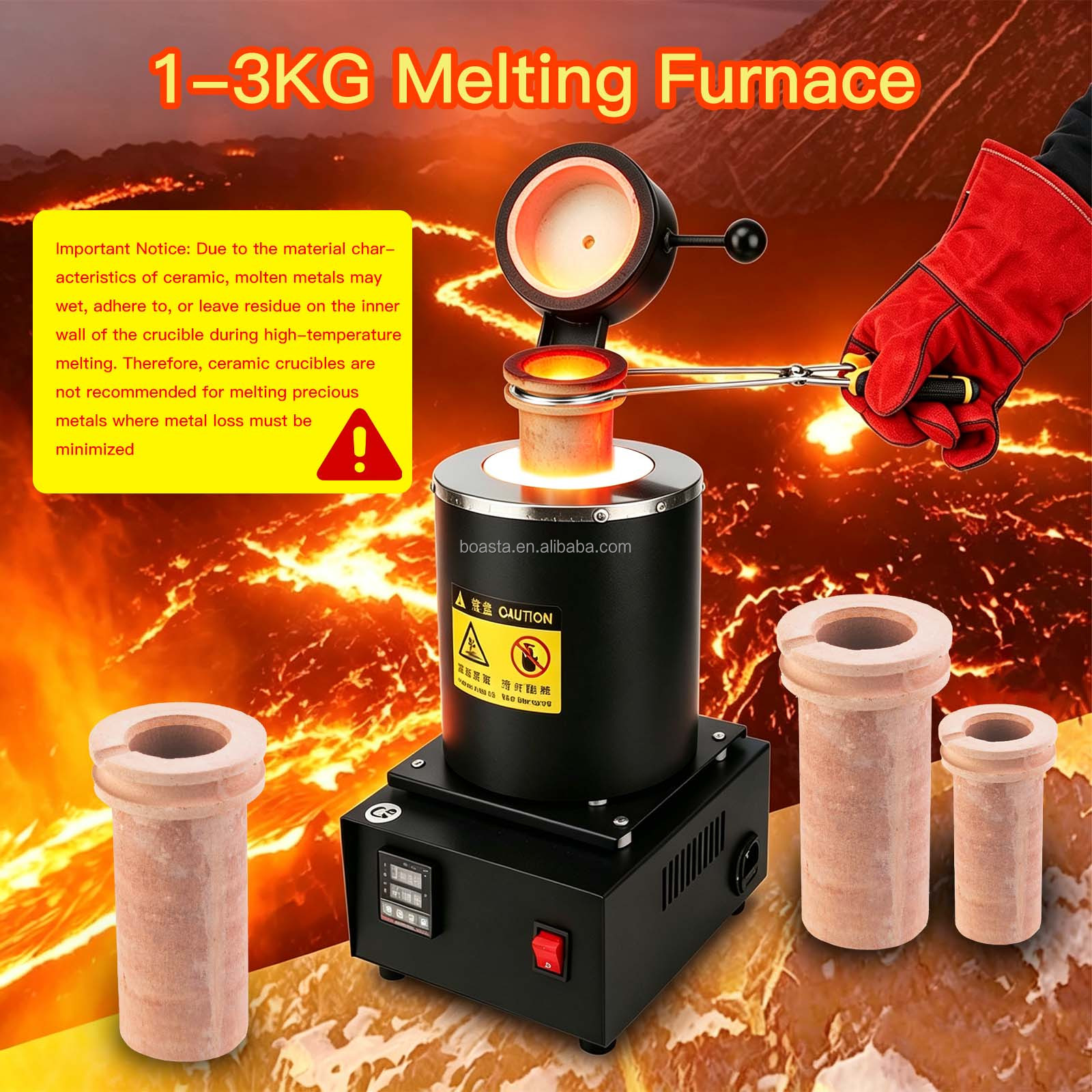 เตาหลอมโลหะดิจิทัล Boasta 1KG  - Gold Melting Furnace Crucible 2Kg บทวิจารณ์และราคา
