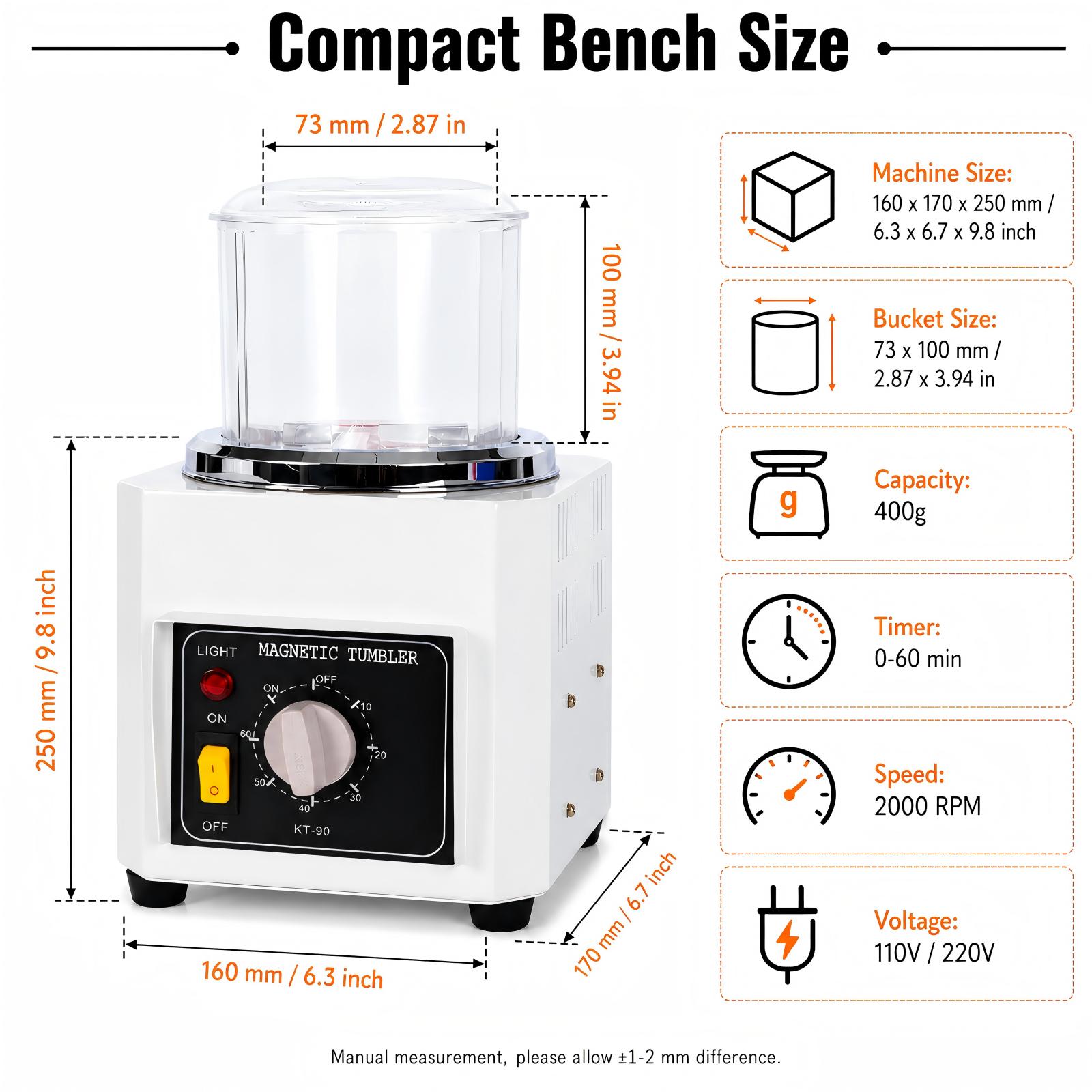 เครื่องขัดแม่เหล็ก AHT KT90 กำ - Jewelry Magnetic Tumbler Polisher Pin บทวิจารณ์และราคา