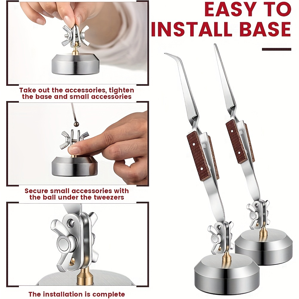 แหนบบัดกรีแบบมือสาม 360 °   ฐา - Third Hand Soldering Tweezers Base บทวิจารณ์และราคา
