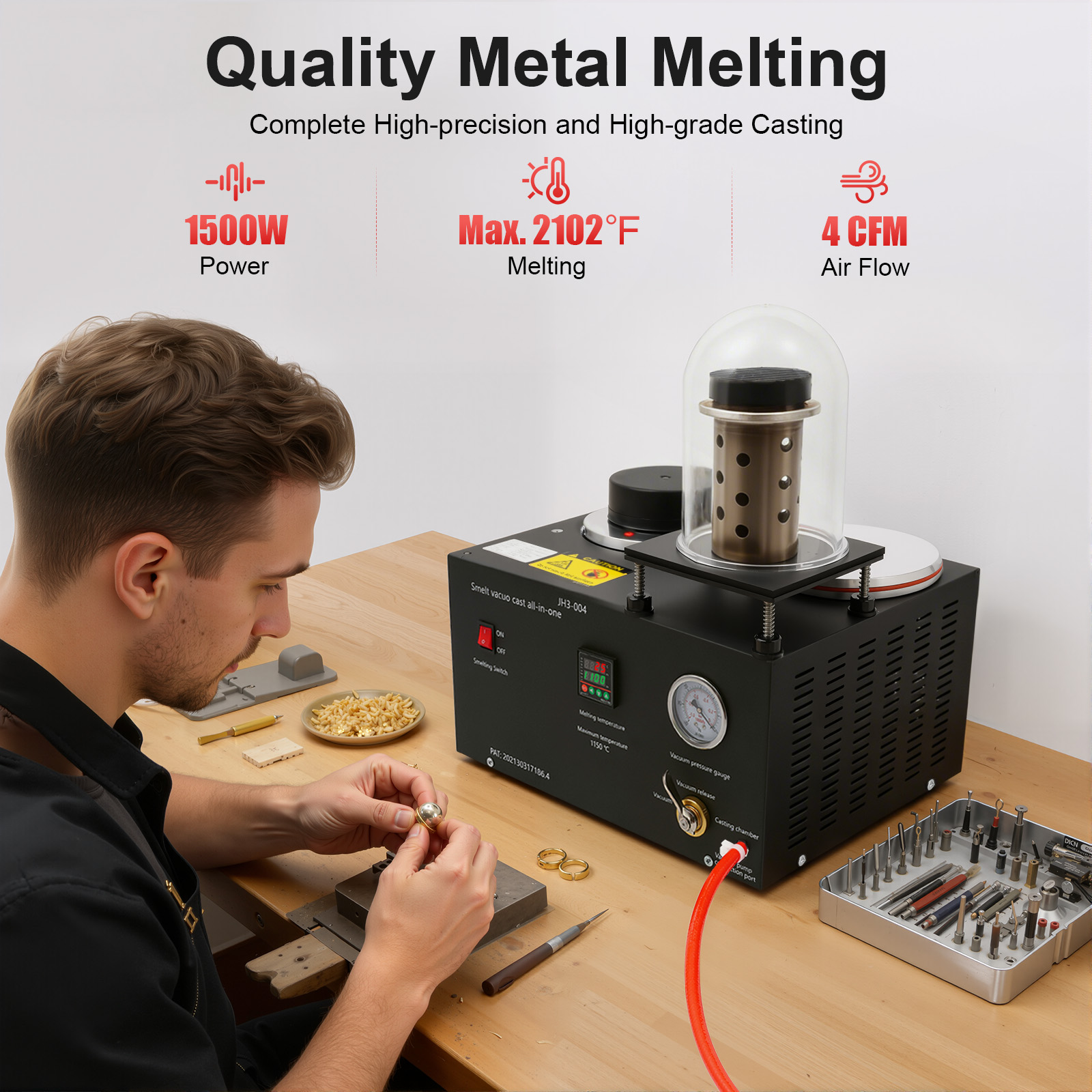 เครื่องหล่อแบบสุญญากาศ 1500W,  - Gold Melting Furnace Crucible 2Kg บทวิจารณ์และราคา